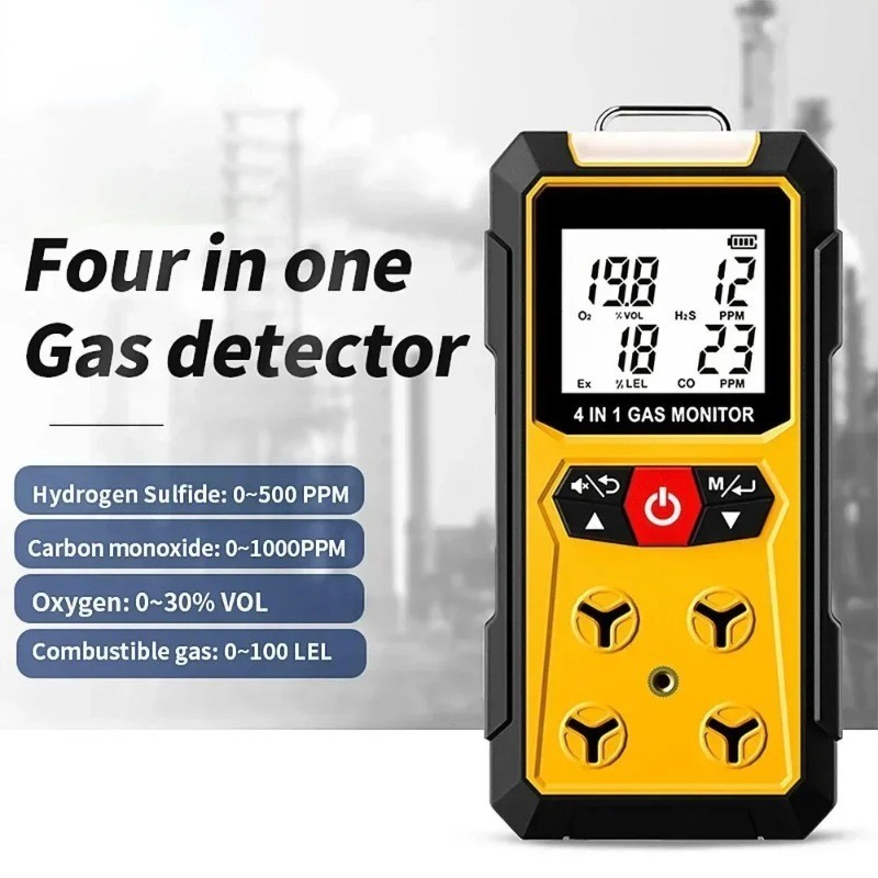 เครื่องตรวจจับก๊าซเมตร 4 in 1 ออกซิเจน O2 คาร์บอนมอนอกไซด์ CO H2S Ex เครื่องวิเคราะห์ก๊าซที่เร่งปฏิกิริยาเครื่องตรวจจับรั่ว Air Quality Monitor