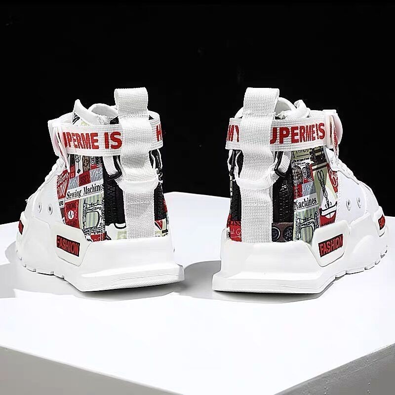 A aj Mens Shoes Spring All-Match Mandarin Duck Shoes Air Force No. 1 Casual Inner Heightening เวอร์ชั่นเกาหลีรองเท้าผ้าใบกีฬาคุณภาพสูงอินเทรนด์ [คลังสินค้าพร้อม