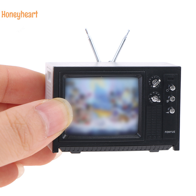 <Honeyheart> Dollhouse เครื่องประดับจิ๋ว เครื่องประดับของเล่นทีวีย้อนยุคขนาดเล็ก Nice