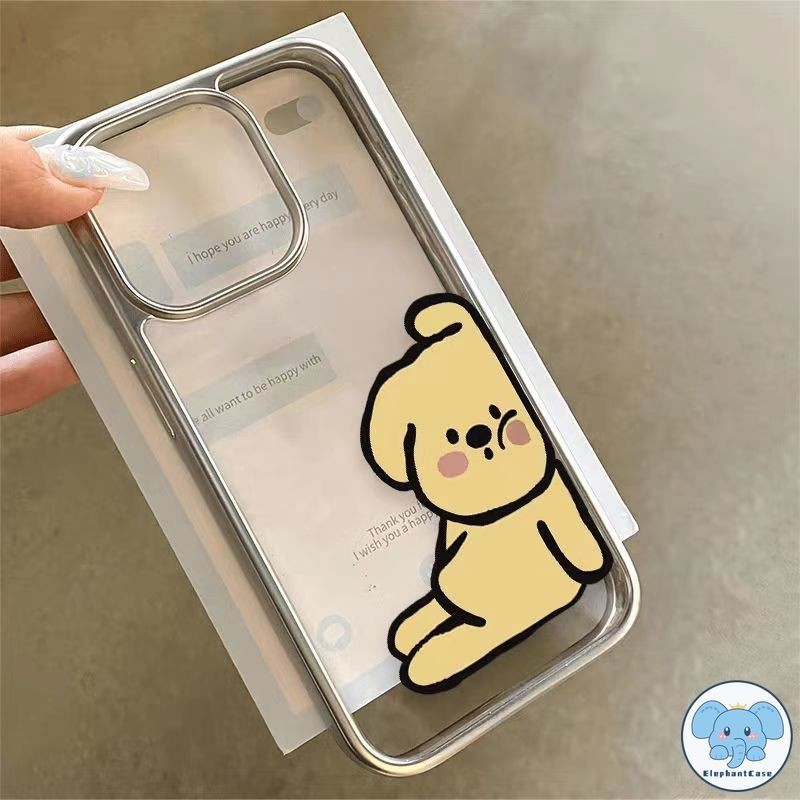 การ์ตูนลูกสุนัขน่ารักกล่องกระต่ายแมวสำหรับ IPhone 13 11 15 14 12 Pro Max XR X XS MAX 15 7 8 14Plus SE 2020 กรอบชุบไฟฟ้า