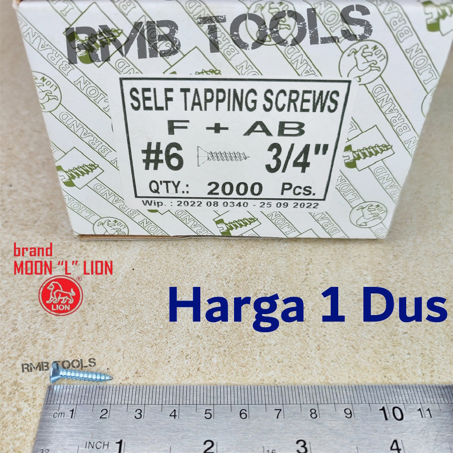 [1 กล่อง] สกรูแตะ FH 6 x 3/4 ยาว 1.9 ซม. ไขควง Plus หัวแบน Verseng สําหรับผนังไม้อลูมิเนียม F + AB /