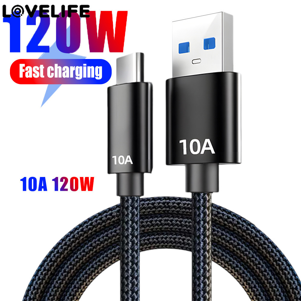 [ โดดเด่น ] สายชาร์จเร็ว 10A - สายไฟโทรศัพท์ - สายเคเบิลข้อมูล Type C - การถ่ายโอนข้อมูลความเร็วสูง 120W - ทอ ตัวหนา ลวดทองแดง - สายสายชาร์จ - สําหรับ Android