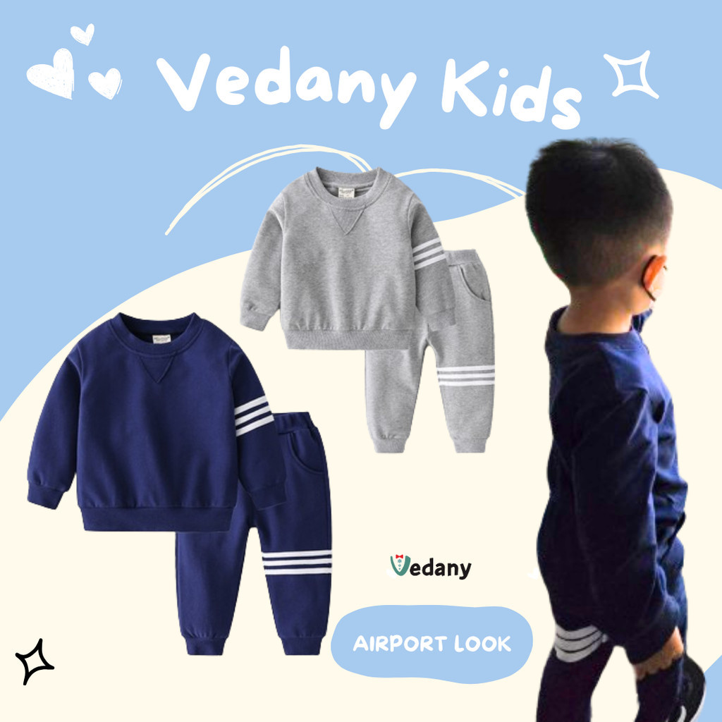 Airport Look ชุดเซ็ตเด็ก เสื้อ+กางเกง ขึ้นเครื่องบิน กันหนาวได้ VDN-Kids-AL 001