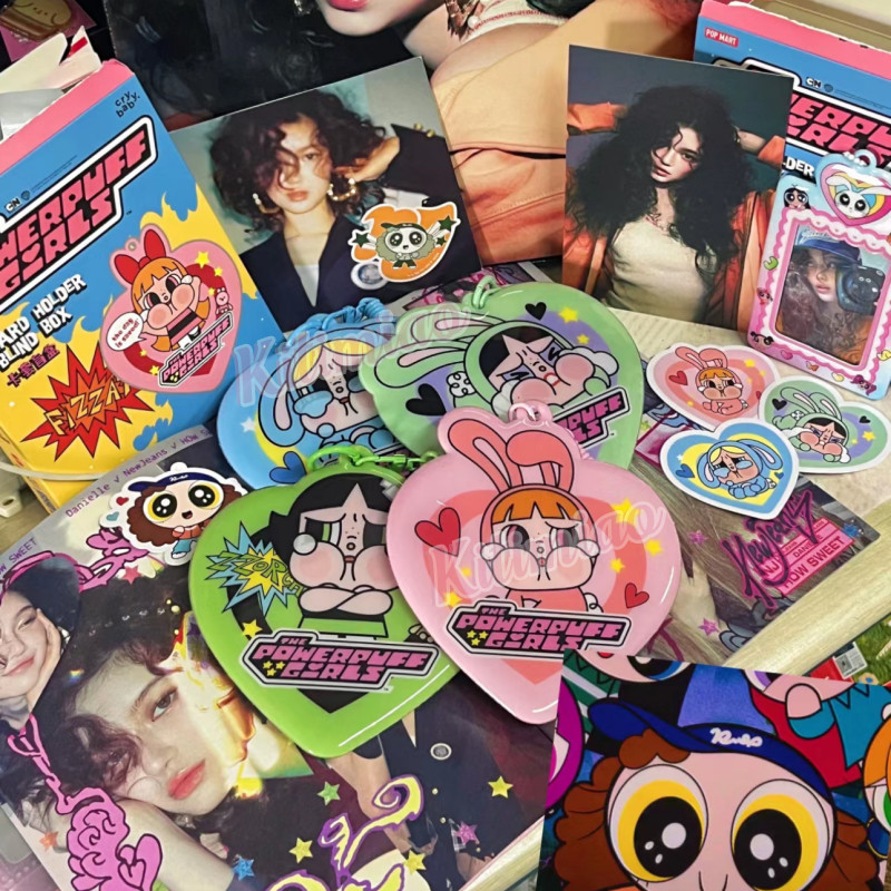 Kitimiao CRYBABY Powerpuff Girls series ที่ใส่การ์ดฝาครอบป้องกันกล่องตาบอด POPMAR ร้องไห้ของขวัญต่อพ่วงสําหรับเด็ก