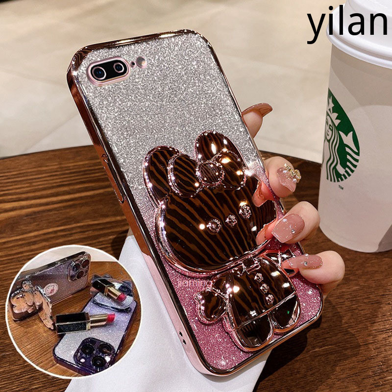 เคส iPhone 7 Plus 8 Plus 6 Plus 6s Plus 7 8 6 6s se 2020 กระจกเงา แฟชั่นแววผง ชุบ ซิลิโคนนุ่มกรณีกระต่ายน่ารักกรณีโทรศัพท์หลักฐานตก เคสโทรศัพท์ iPhone 7 Plus 8 Plus 6 Plus 6s Plus 7 8 6 6s se 2020