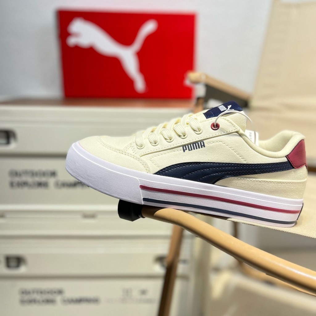 สไตล์ใหม่ pm สีขาวสีฟ้าสีแดงอินเทรนด์ Low-Top ทนต่อการสึกหรอผู้ชายผู้หญิงสไตล์เดียวกันรองเท้ากีฬาลําลองผู้ชายผู้หญิงสไตล์เดียวกันกีฬารองเท้า