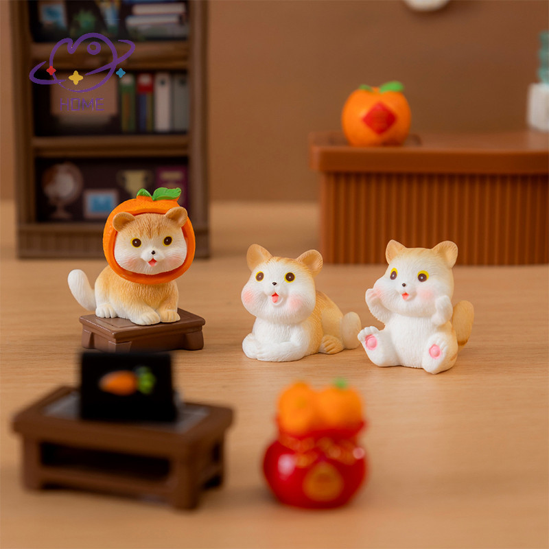 [mayhome] มินิน่ารักแมวสีส้มไมโครภูมิทัศน์เครื่องประดับสําหรับแดชบอร์ดรถ Home Room เดสก์ท็อปตกแต่งของขวัญ {TH}