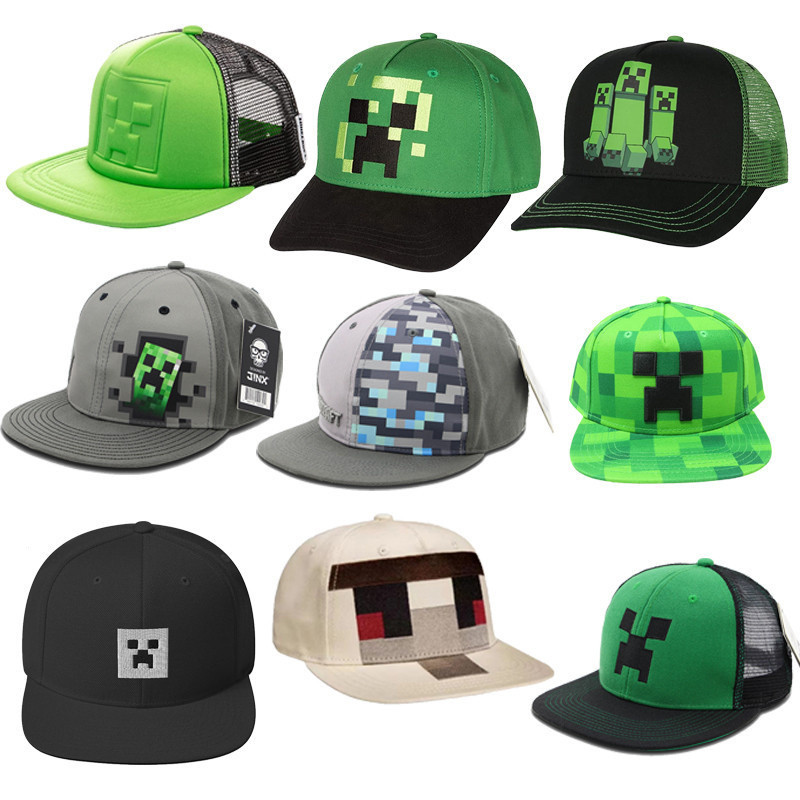 Minecraft หมวกเบสบอล Steve creeper Sun Hat peaked CAP Children's Summer Mesh Hat KIDS Gift