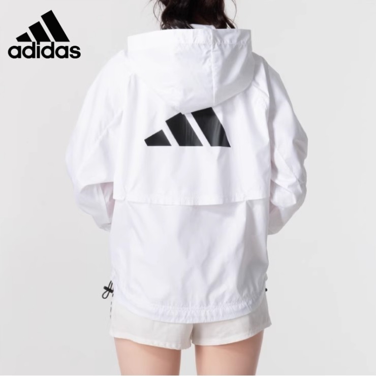 Ready Stockของแท้ 100% Adidas Womens Printing Logo Jacket Loose Windbreaker IS8042 IS8036