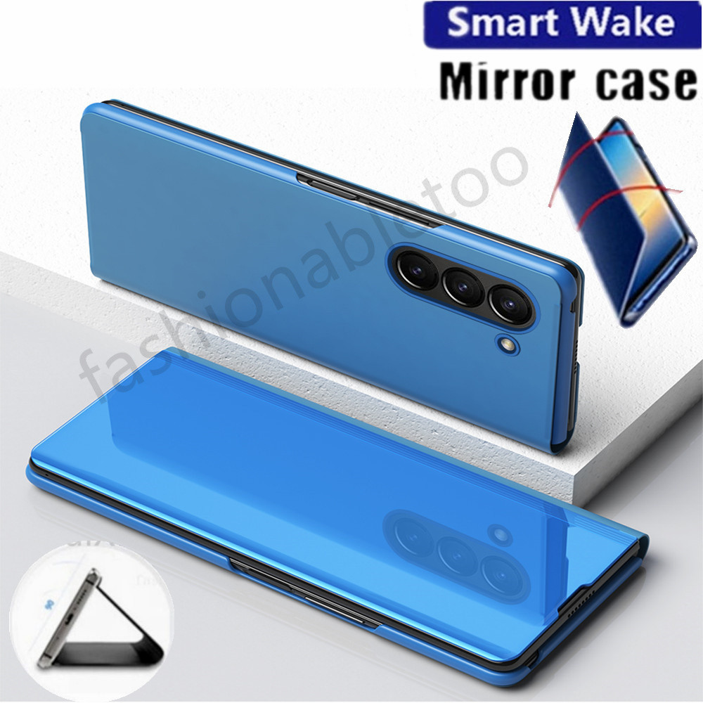 สมาร์ทกระจกสําหรับ Samsung Galaxy Z พับ 7 6 5 4 3 2 Fold7 Fold6 Fold5 Fold4 Fold3 ZFold7 ZFold6 ZFold5 ZFold4 ZFold3 เคสโทรศัพท์ Flip หนังกันกระแทกฝาหลัง