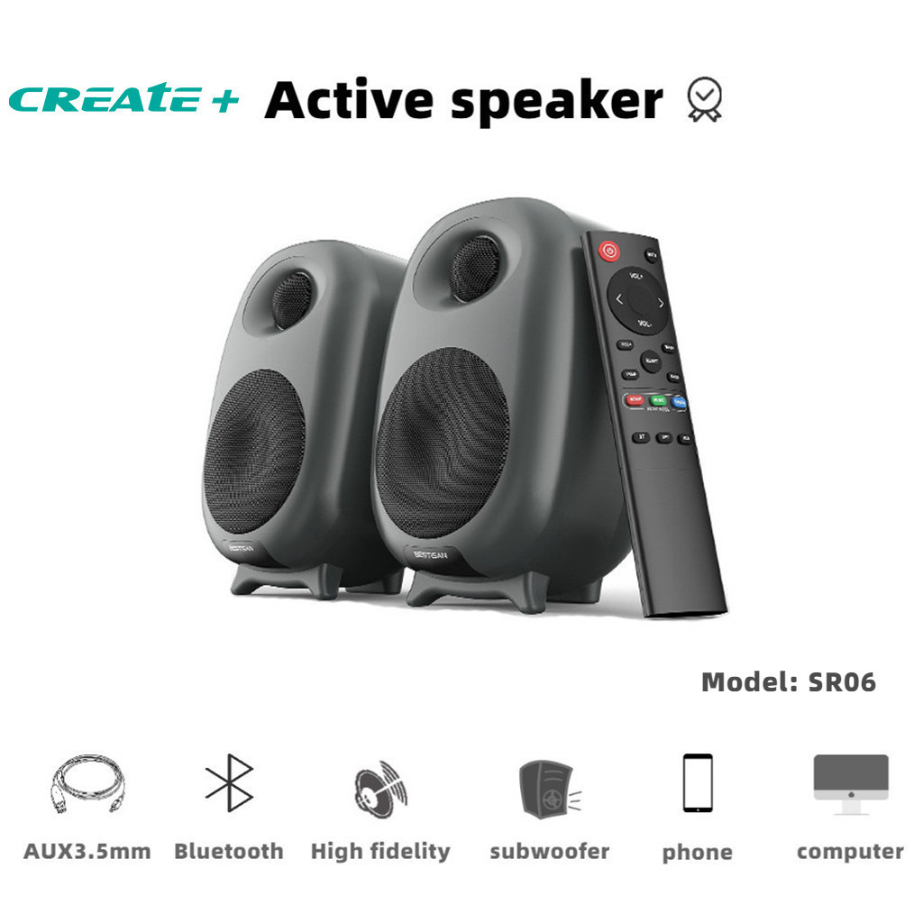 ลำโพงบลูทูธเบสหนัก 3/4 inch HIFI2.0 bookshelf speaker สนับสนุน Bluetooth 5.1/RCA/Optical fiber /COAX