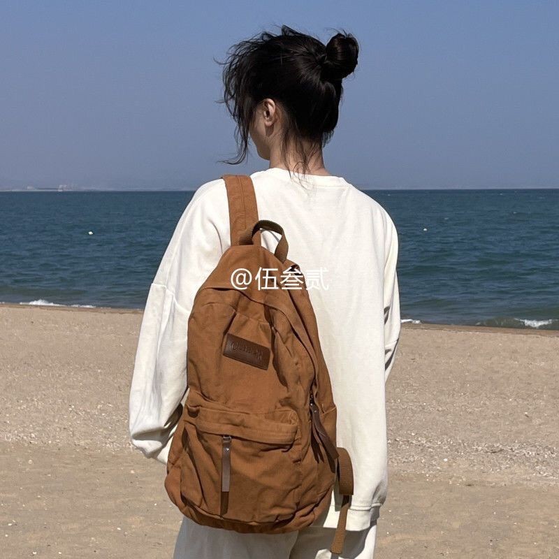 American High school Retro Backpack Distressed Washed Canvas Men Women Backpack old school Student S