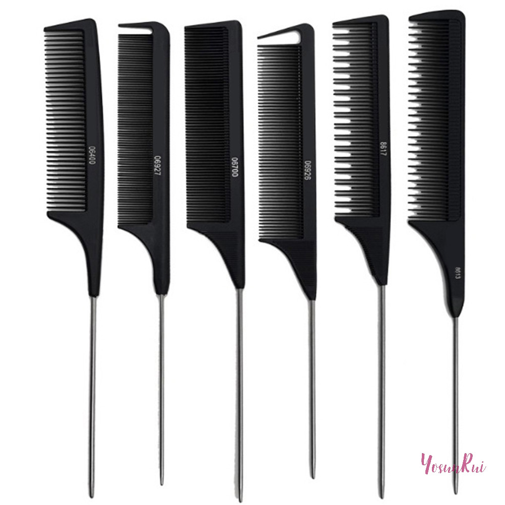 Yosunrui] หวีหางผมมืออาชีพ Salon Cut Comb จัดแต่งทรงผมสแตนเลส Spiked ใหม่