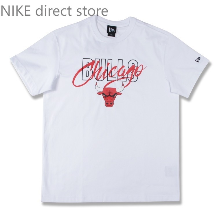 High qualityChicago Bulls NBA Front Logo White Short Sleeve T-Shirt