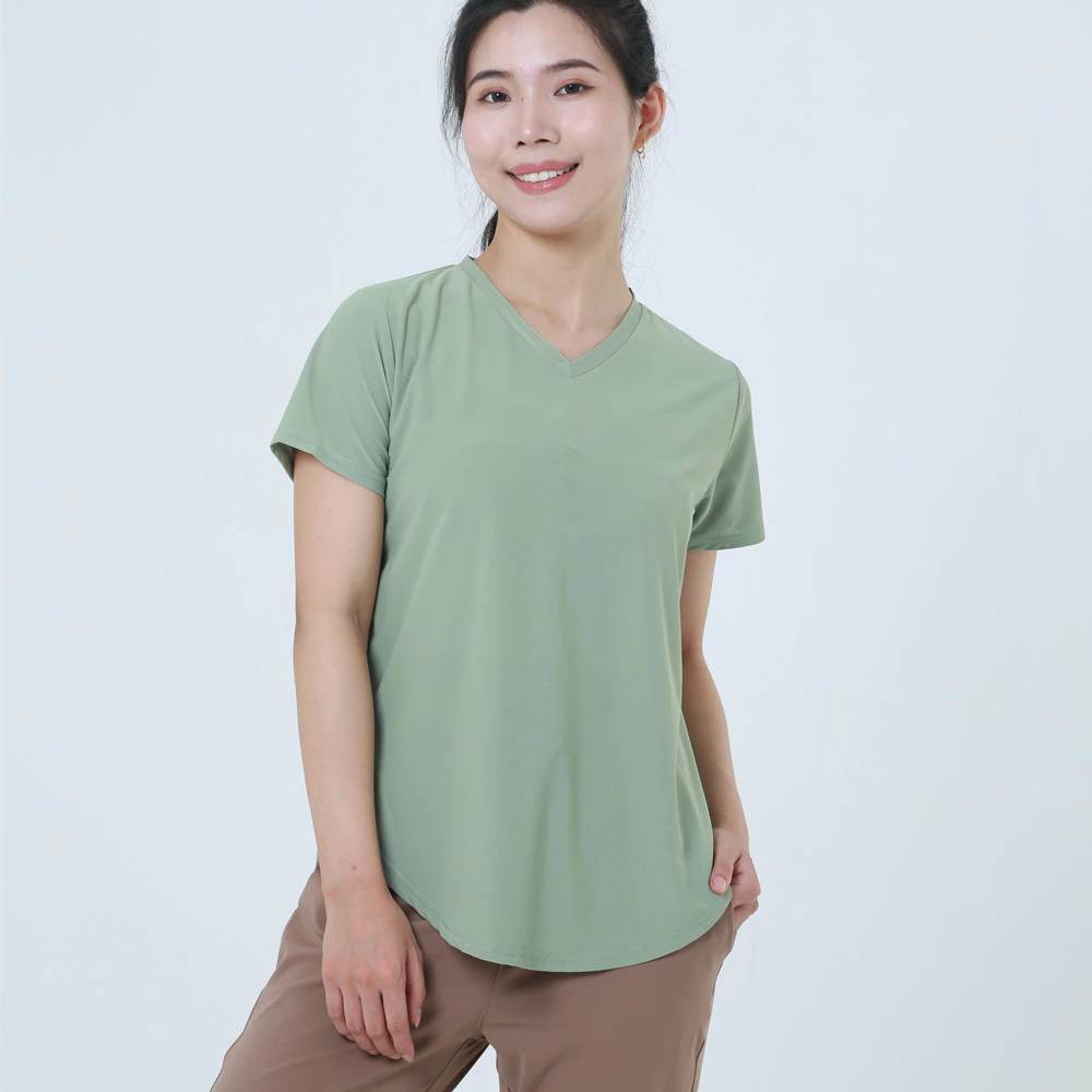 เสื้อออกกำลังกายผู้หญิงไซส์ใหญ่ คอวี แขนสั้น สำหรับวิ่งและโยคะ 4XL thumbnail 9