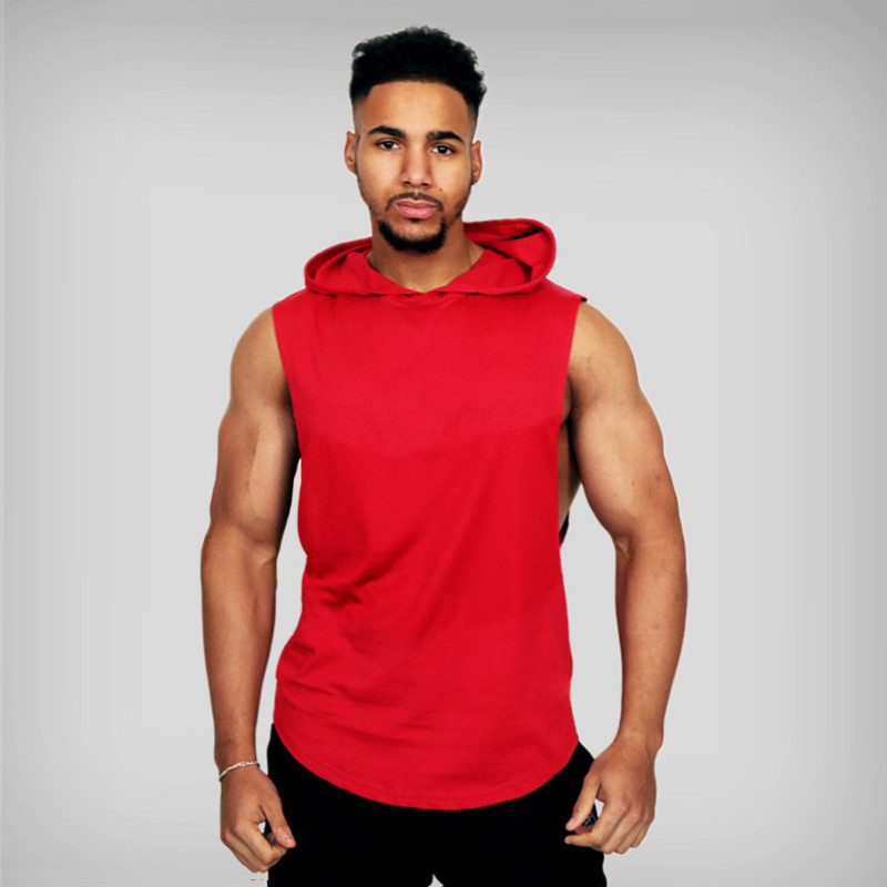 ใหม่ออกกําลังกายhooded Tank Tops Keep Fit Gym Mensสวมใส่ฟิตเนสกีฬาCotsเสื้อผ้าHoodieแฟชั่นผ้าฝ้ายแขนกุดCoolเสื้อกั๊ก - รูปที่ 3