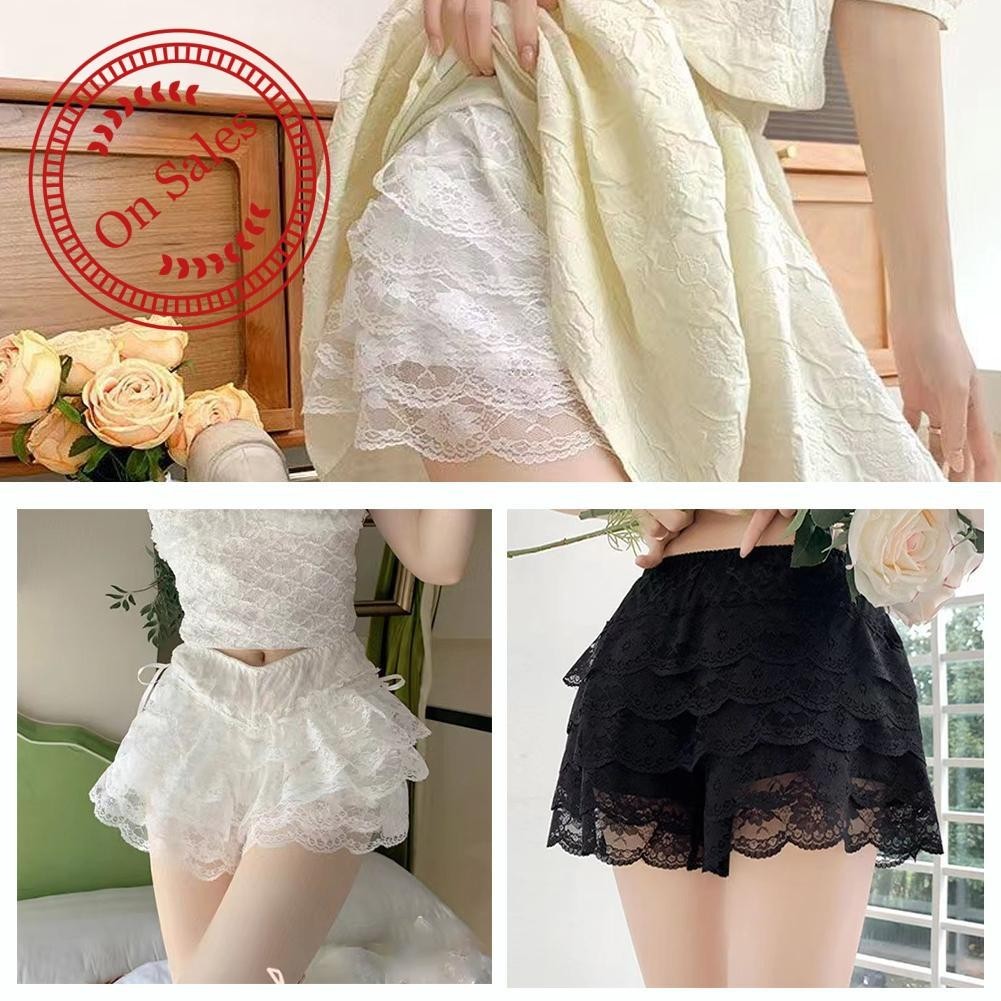 Limerence Lace Safety Pants สําหรับผู้หญิงฤดูร้อนบาง Anti Slip ฟักทอง Bottomed กางเกงกระโปรงลูกไม้ความปลอดภัย F0h5