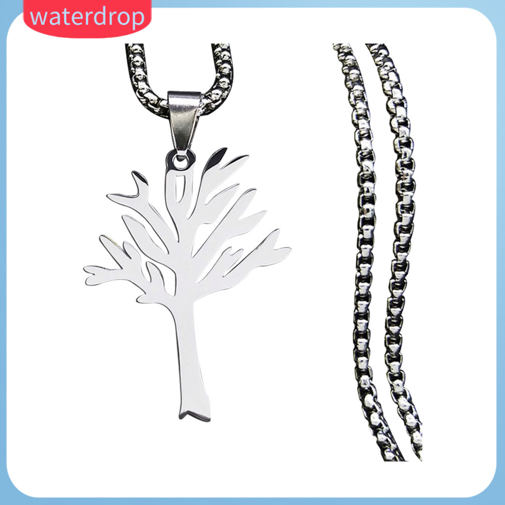 [หยดน้ํา] Tree of Life Symmism Jewelry Tree of Life Necklace Pendant Stylish Tree of Life Pendant Necklace for Men and Women Titanium Steel Jewelry for Club Party Unisex Neck