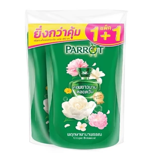 Parrot แพรอท ครีมอาบน้ำ กลิ่น พฤกษานานาพรรณ (สีเขียว) ถุงเติม 400 มล. แพ็คคู่
