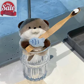 AF น่ารัก Otters ถือปลา Plush Keyrings จี้น้ําหนักเบา Props สําหรับกระเป๋านักเรียน Key กระเป๋าสตางค์ A
