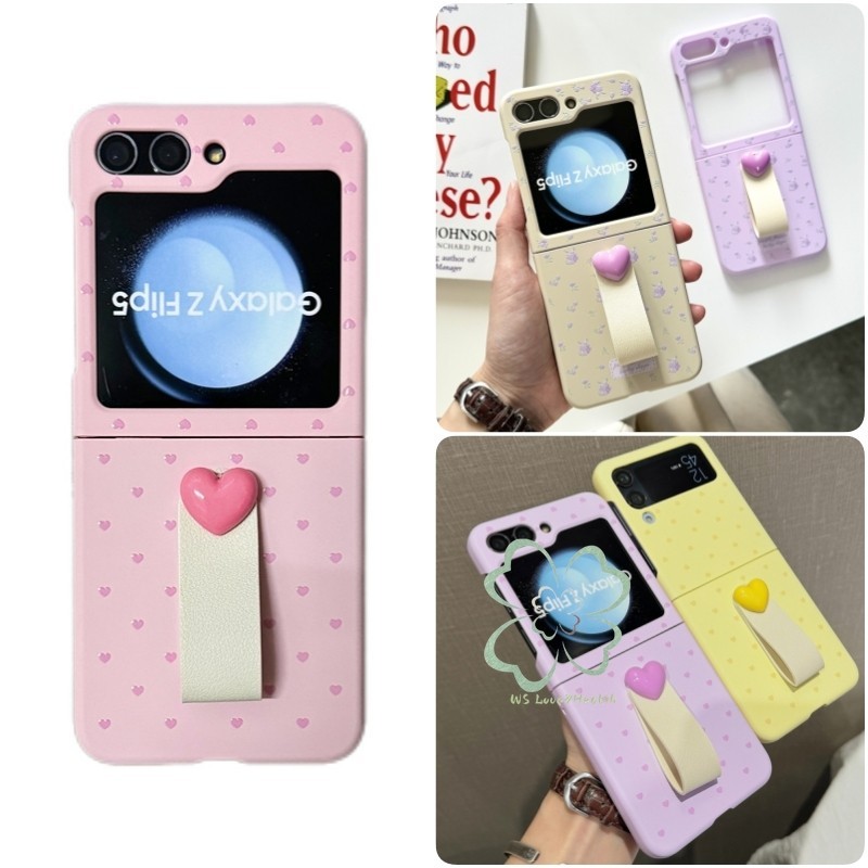 เคสแข็งแฟชั่นพร้อมเคสแหวนหัวใจรัก Samsung Galaxy Z Flip 6 Z Flip 5 Z Flip 4 Z Flip 3 Casing Slim Skin Friendly กันกระแทกฝาหลัง Flip6 Flip5