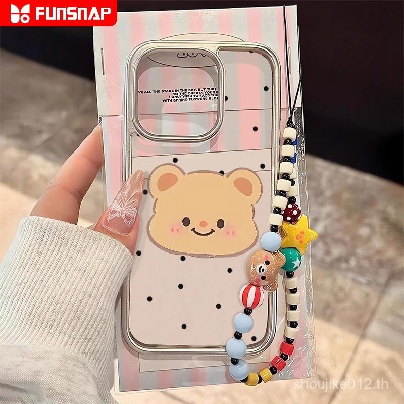 ตุ๊กตาหมีสีน้ำตาลลายจุดเคสสมาร์ทโฟนแบบชุบด้วยไฟฟ้าสุดเก๋และน่าสนใจอุปกรณ์สร้อยข้อมือที่โดดเด่น-เหมาะสำหรับ iPhone 11, 12, 13, 14, 15 PRO MAX, 7plus, 8PLUS, 11pro, 13pro cigv