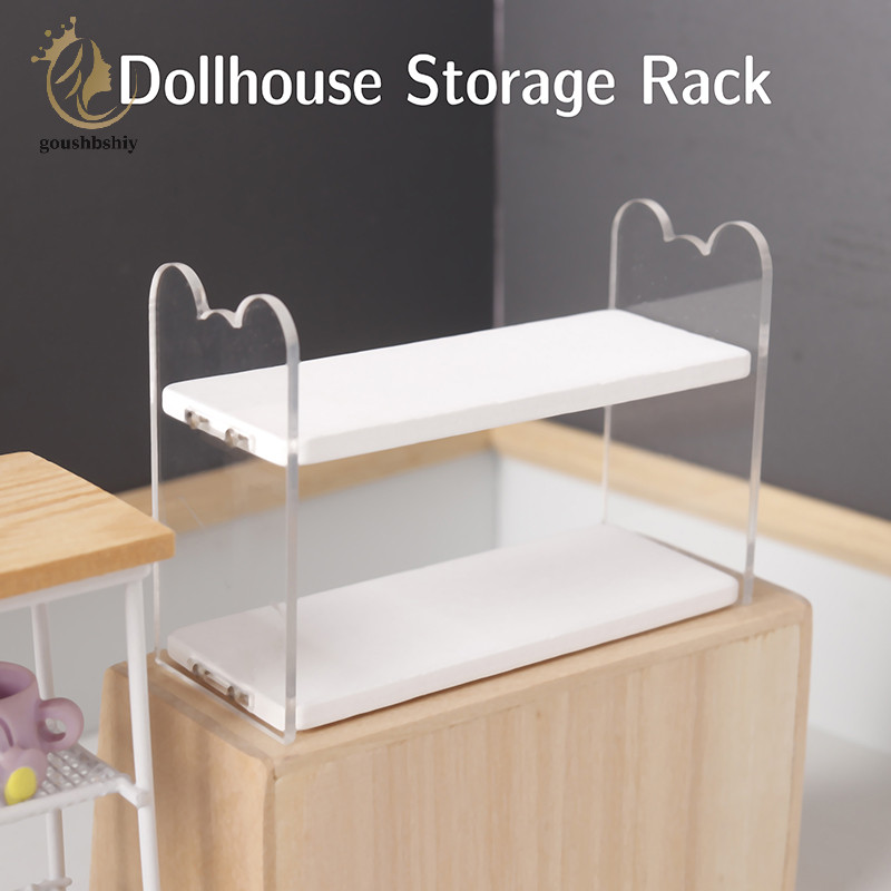 [goushbshiy] 1:12 Dollhouse Miniature Storage Rack ขาตั้งแสดงอาหารชั้นวางมินิชั้นวางหนังสือชั้นวางดอกไม้เค้กขนมปังชั้นเก็บรุ่นของเล่น TH