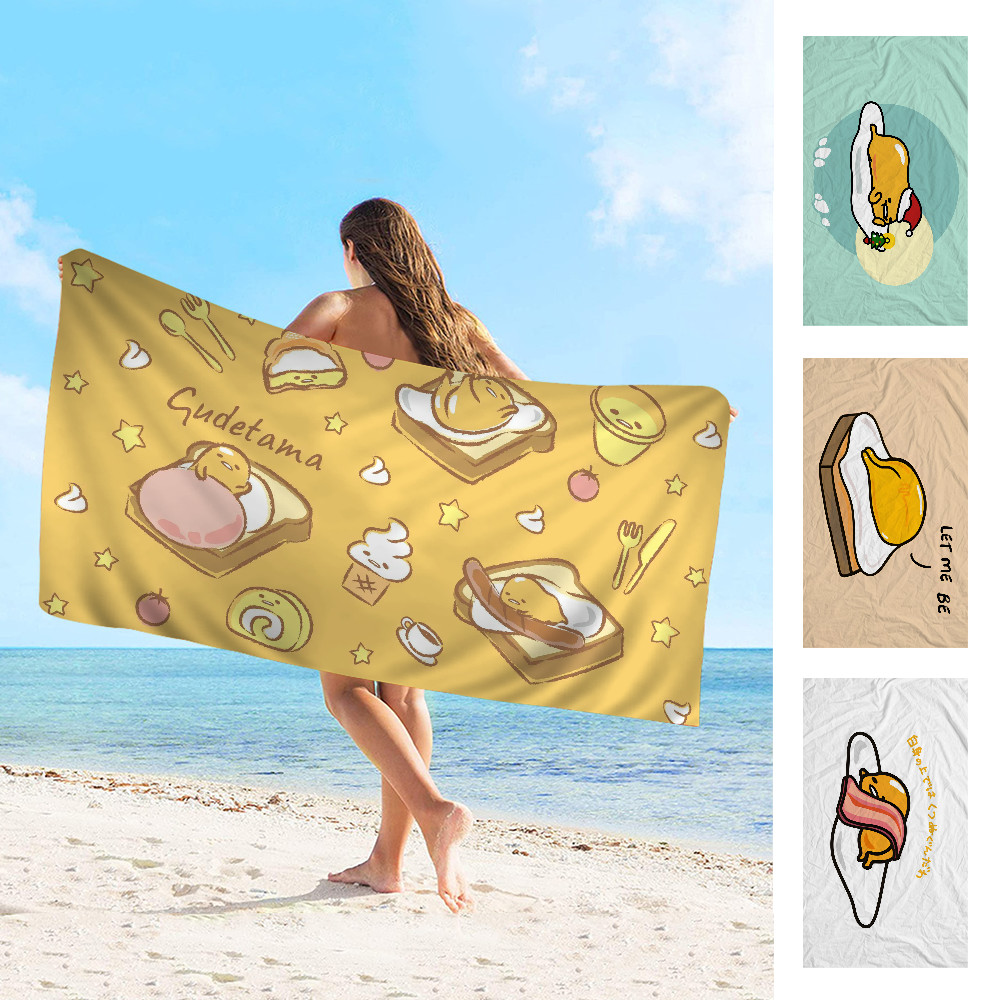 ผ้าขนหนู G-Gudetama น่ารักไมโครไฟเบอร์ผ้าเช็ดตัวชายหาดดูดซับแห้งเร็วโยคะนุ่มว่ายน้ํารีสอร์ทผ้าขนหนูปีนเขาภูเขา
