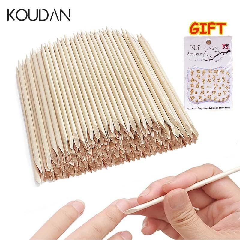 เล็บ Pusher เล็บเครื่องมือไม้ Sticks Cuticle Pusher Remover Rhinestones Dotting Removal Pedicure Care เครื่องมือ 50PCS KOUDAN