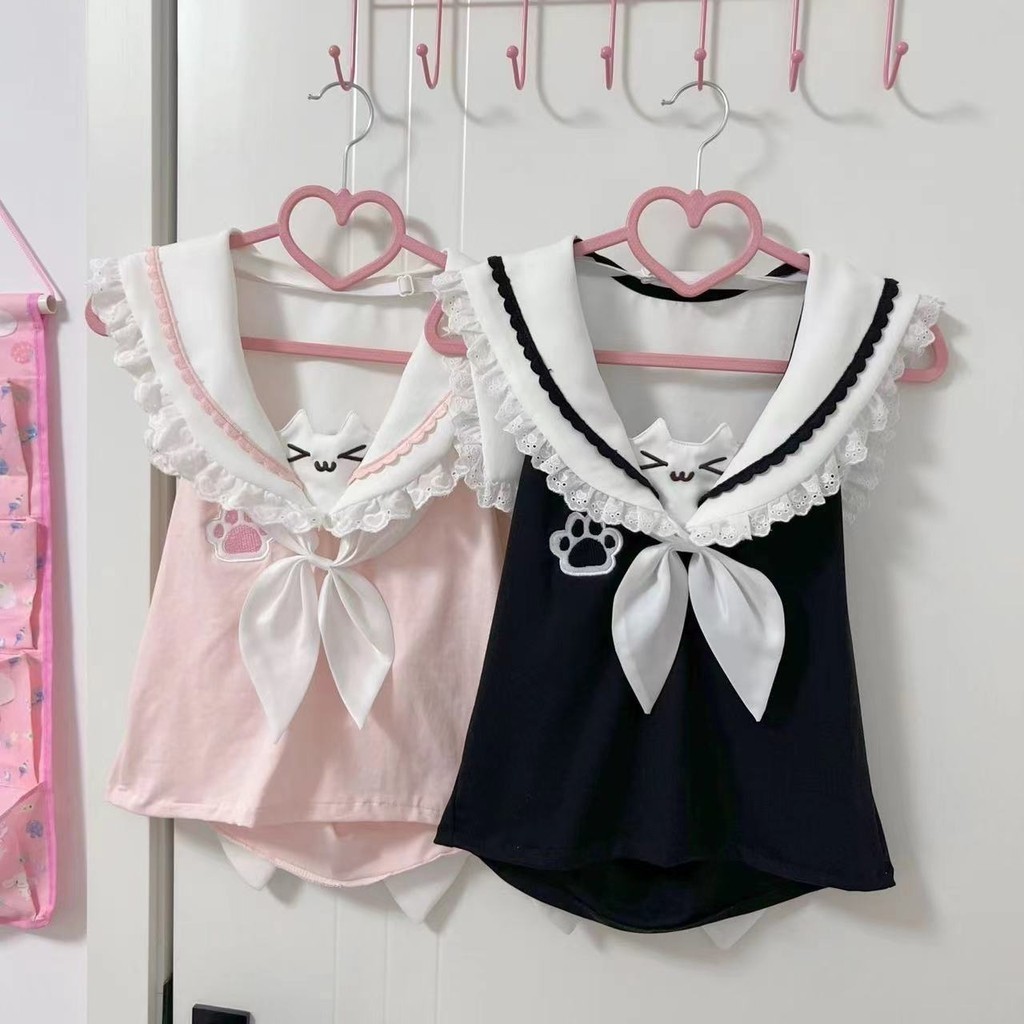 สาวนุ่มญี่ปุ่น เสื้อกั๊กคอตุ๊กตา. เสื้อยืดแขนสั้น Bubble Short Lace Top สาวหวานน่ารักๆ