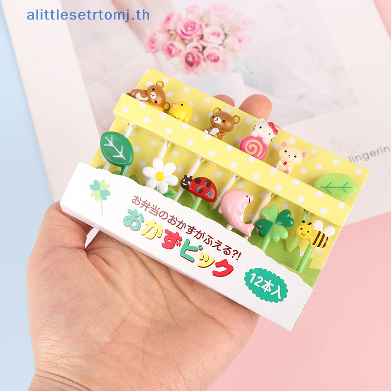Alittlese 12 ชิ้นผลไม้เลือกไม้จิ้มฟันตกแต่งสัตว์การ์ตูนอาหารส้อมผลไม้ TH