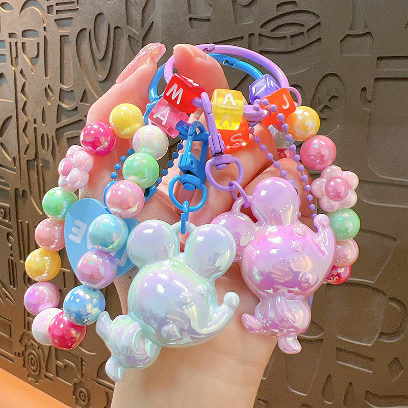 จี้พวงกุญแจอะคริลิคสร้อยข้อมือลูกปัดหลากสีจี้เป้สะพายหลัง
