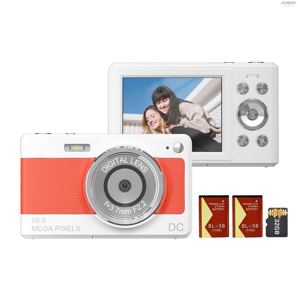 1080p กล้องดิจิตอลกล้องวิดีโอดิจิตอล 56MP 2.88 นิ้วหน้าจอ IPS 8X ซูมดิจิตอล AF Auto Focus Anti-shake Face Detect พร้อม 32GB การ์ดหน่วยความจํา 2 ชิ้นแบตเตอรี่คริสต์มาส Gi