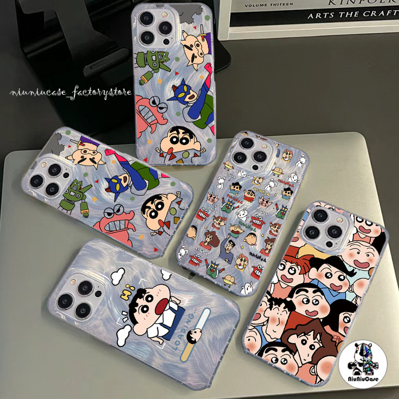 Crayon Shin-chan For เคสไอโฟน11 เคส Feather Laser Case For iPhone 11 12 13 14 15 Pro X XR XS MAX 7 8 Plus SE เคสโทรศัพท์