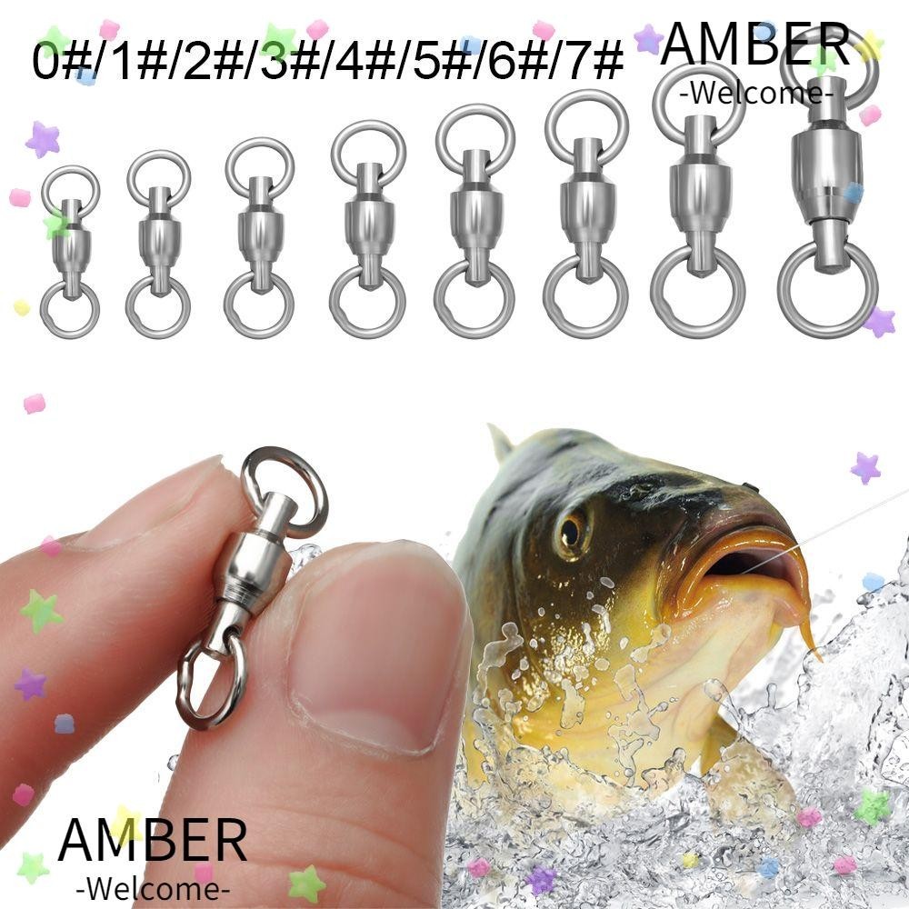 Amber ลูกหมุนเชื่อมต่อตกปลา แบบสเตนเลส หัวคู่ ทนทาน ความแข็งแรงสูง 10 ชิ้น