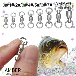 Amber ลูกหมุนเชื่อมต่อตกปลา แบบสเตนเลส หัวคู่ ทนทาน ความแข็งแรงสูง 10 ชิ้น