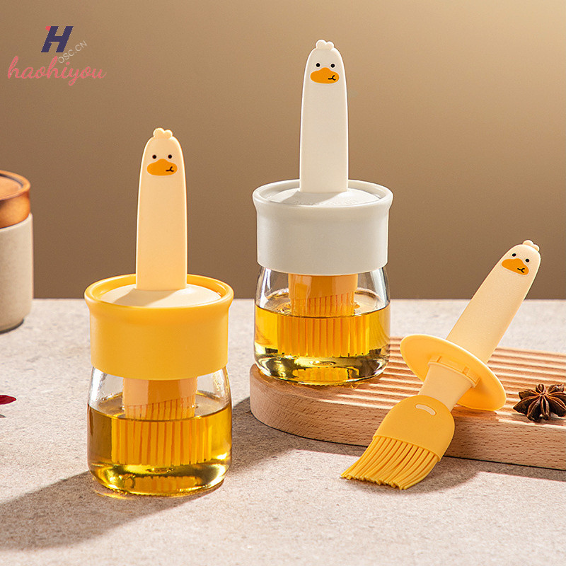 <haohiyou> เครื่องจ่ายน้ํามันพร้อมแปรงสําหรับบาร์บีคิว, ขวดน้ํามันพร้อมแปรงสําหรับทําอาหาร เครื่องจ่ายน้ํามันสําหรับทําอาหาร คอนเทนเนอร์น้ํามัน Nice