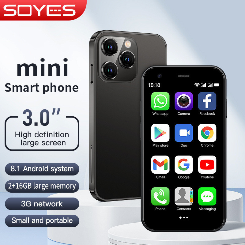 📱3G🌸 Android 8.1📱Soyes XS15 Mini สมาร์ทโฟน Android ขนาดเล็กพิเศษ Google Store เครื่องสํารอง Quad-Cor