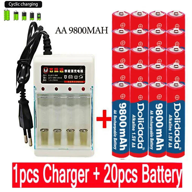 Rechargeable Battery 2023New Tag AA Battery 9800 Mah AA 1.5 V. Rechargeable New Alcalinas Drummey +1