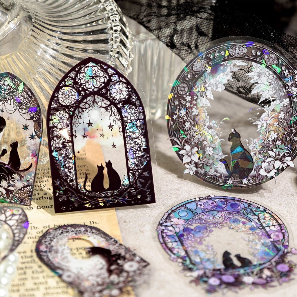 P PET Ice Crystal Sticker Pack Lace Dream Series Retro Dream วัสดุคู่มือปวดแพ็คตกแต่งสติกเกอร์ฐาน
