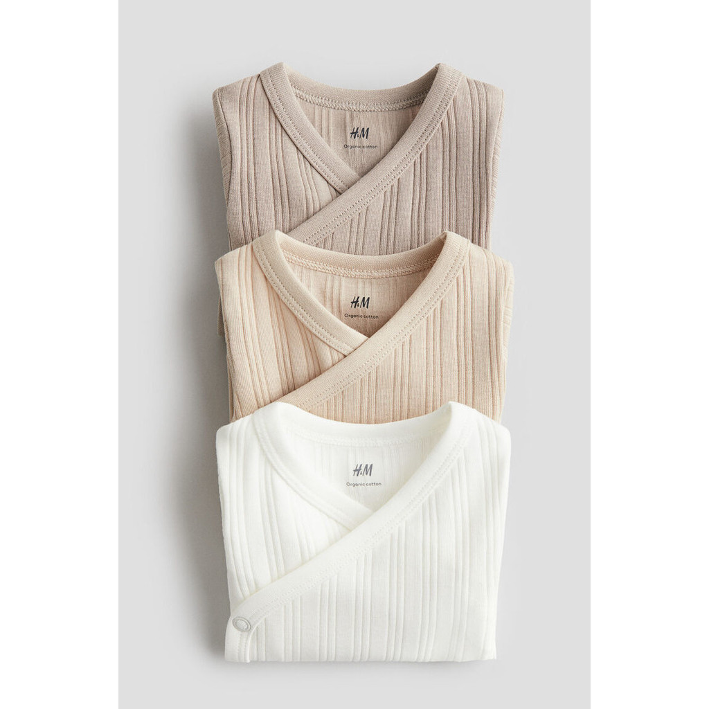 H&M  Boy 3-pack ribbed wrapover bodysuits 1091435_2