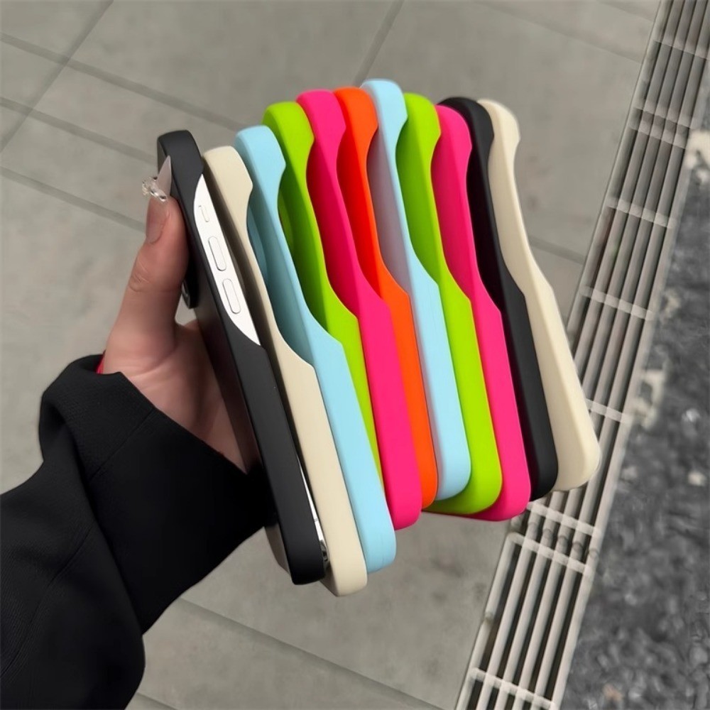 เกาหลีสีลูกกวาดซิลิโคนนุ่มกรณีiphone 11ไร้ขอบครึ่งห่อIphoneกรณีThickenกล้องป้องกันกรณีสําหรับIPhone 15 14 13 12 11 Pro Max 15 14 Plus X XS XR