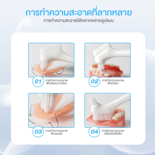 แปรงสีฟันสำหรับฟันปลอม Denture Brush แปรงล้างฟันปลอม แปรงฟันปลอมสองหัว แปรงทำความสะอาดรีเทนเนอร์ สําหรับดูแลช่องปาก