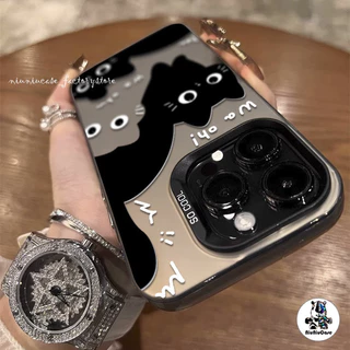 🔥ส่งจากไทย🔥 เคสไอโฟน11/12/13/14/15 Pro Max Cute Black Cat TPU Matte Case For iPhone 11,12,13,14,15,13PM,14PM,15PM เคส