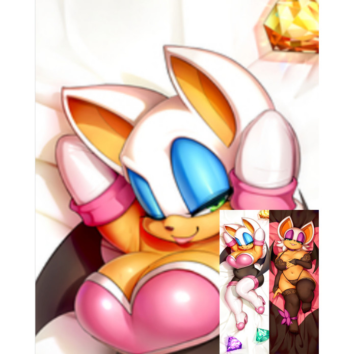 Dakimakura อะนิเมะ Rouge the Bat Furry พิมพ์สองด้านขนาดชีวิตหมอน