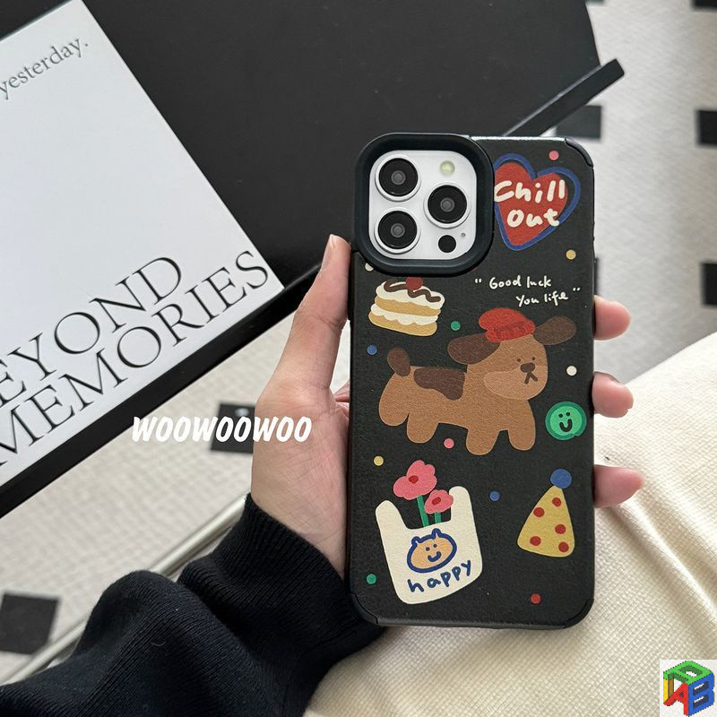 Niche Insเคสโทรศัพท์ลูกสุนัขน่ารักสําหรับApple 14promax Iphone15pro 11/12/13 หนังนุ่มป้องกันกรณี