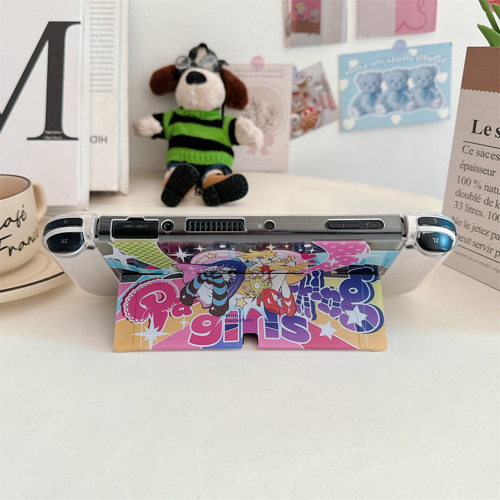 ใหม่น่ารักปกแข็งสําหรับ Nintendo Switch V2 V1 OLED กรณี DJ สไตล์สาวเต็มปลอกสีสัน NS เกมคอนโซลจับทาสีกล่องเก็บ Drop-proof Switch Shell