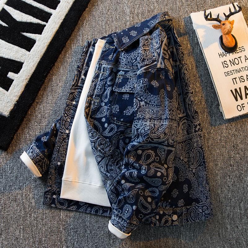 Begonia Boutique ผู้หญิงชาติพันธุ์ดอกไม้เม็ดมะม่วงหิมพานต์แจ็คเก็ตยีนส์ฤดูใบไม้ผลิฤดูใบไม้ร่วงออกแบบ Niche Street สวมใส่ Retro เสื้อแจ็คเก็ตลําลองผู้ชาย