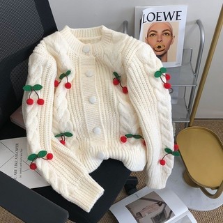 Elegante Vintage Office Malhas De Escritório Cardigan Outono Inverno Nova Massa Frita Twists Sweater Tridimensional