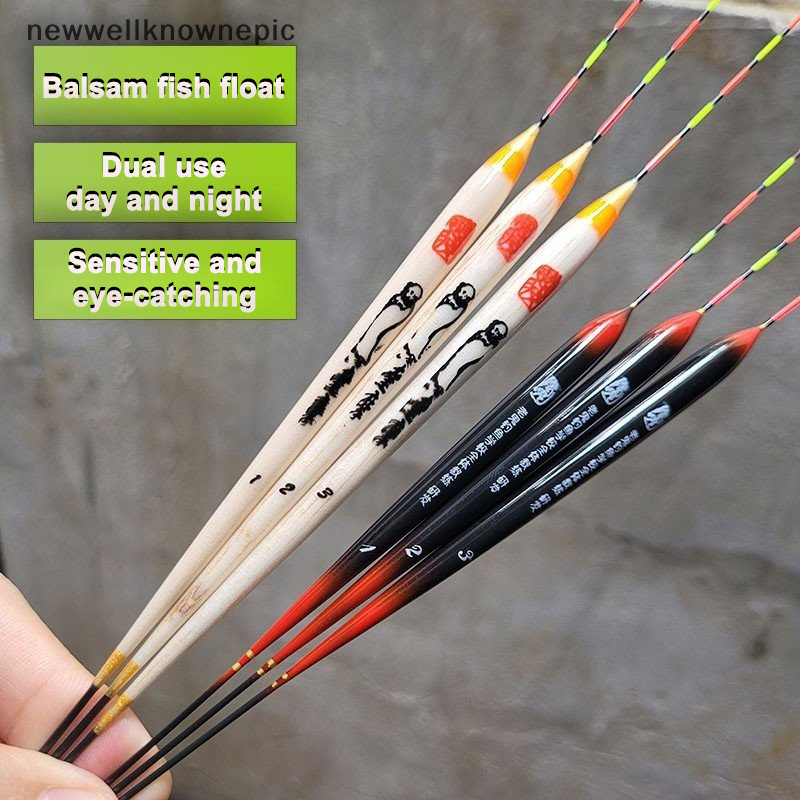 Newwellknownepic Balkan Wood Floag Fish Float Eye-Catching Crucian Carp หนา Sensitive Eye- Day และ Night Dual-ใช้ TH
